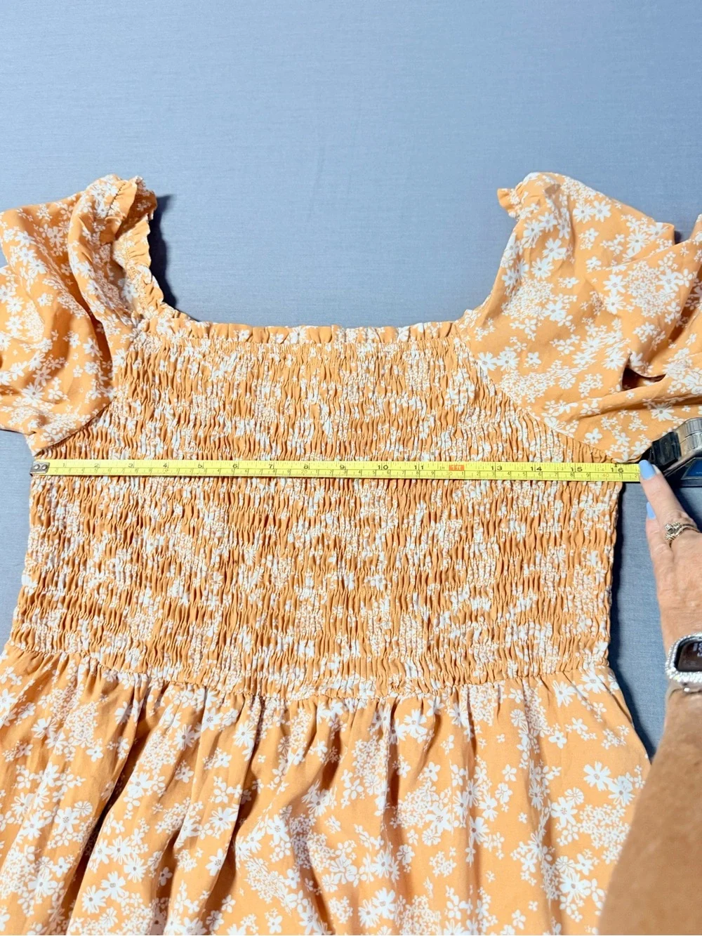 Dokotoo Yellow Floral Smocked Long Sleeve Tiered Midi/Maxi Dress size Large